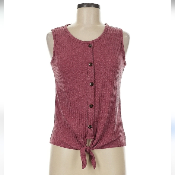 Olivia Rae Tops - *5 for $25* Olivia Rae Women's Small Burgundy Ribbed Tank Top With Tie Front